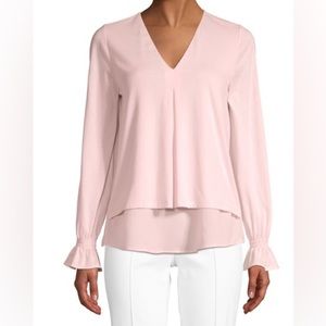 Michael Kors Collection Pink V-Neck Layered Blouse